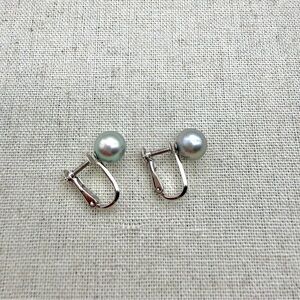 14K Solid White Gold Akoya Cultured Pearl Clip-on Earrings